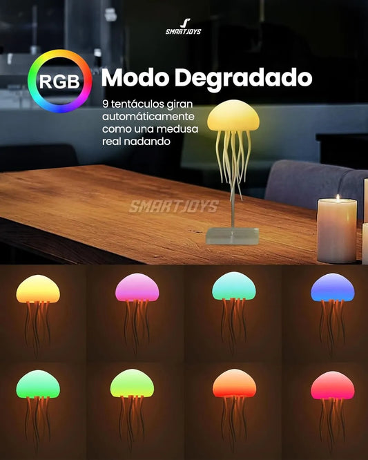 Lámpara de Medusas LED con Movimiento: Veladora Relajante y Recargable