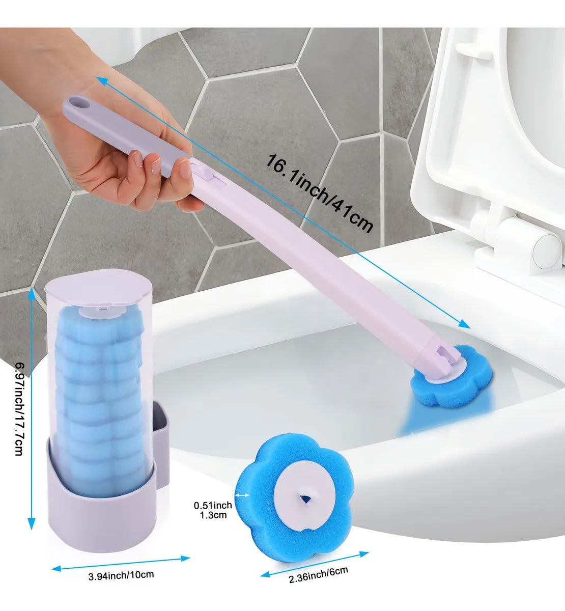 Cepillo de Baño Desechable 3 en 1: Limpieza Higiénica con Cabezales de Repuesto +10 REPUESTO GRATIS
