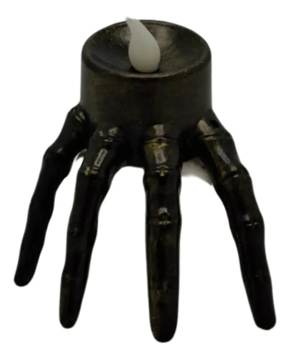 Veladora Led Mano Esqueleto Halloween Candelabro Adorno