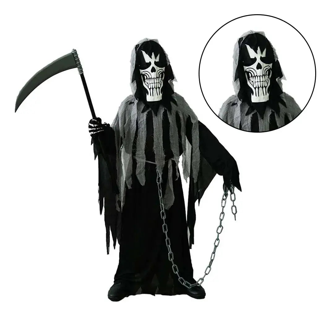 Disfraz La Parca La Muerte Para Niños Halloween Completo