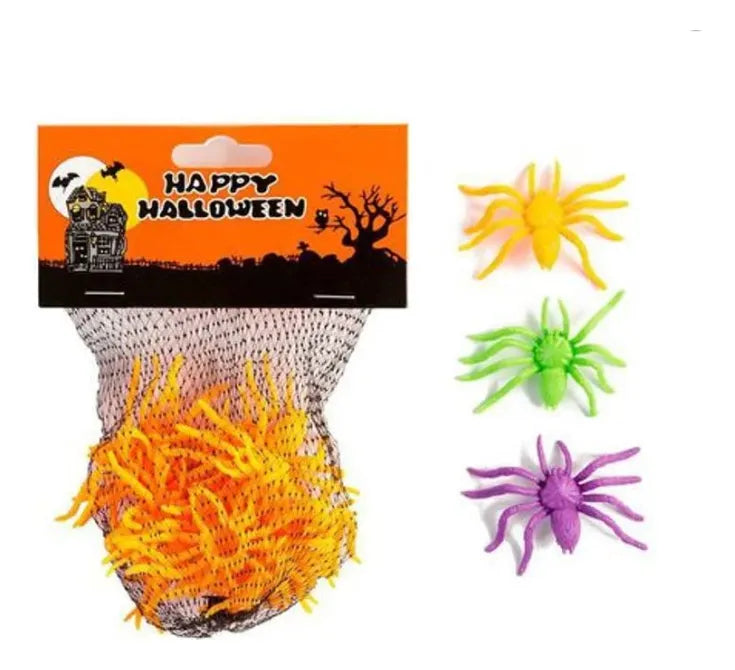 Set De 12 Arañas De Halloween Para Decoración Y Cotillón