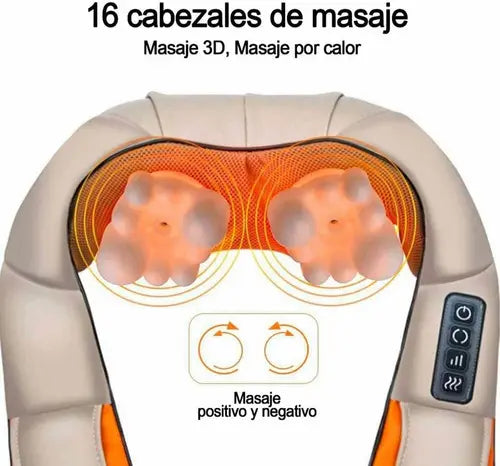 Masajeador Eléctrico Shiatsu con Calor Infrarrojo - Cuello, Espalda y Piernas