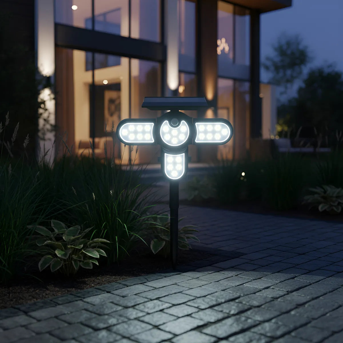 Foco LED RGB Solar para Jardín 150 LEDs | Sensor de Movimiento Exterior