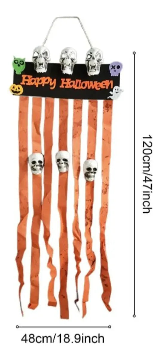 Cortina Colgante Happy Halloween Calaveras Decoracion 120 Cm