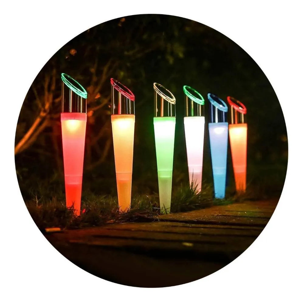 Luces Solares de Jardín Set x4 Blanco y RGB | Estacas Exterior ABS
