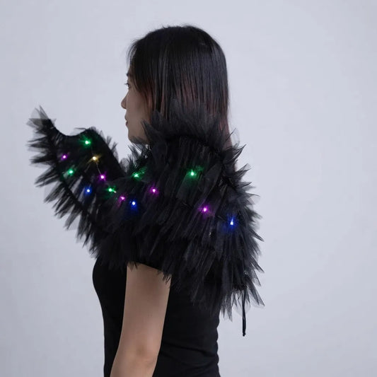 Alas Con Luz Led Halloween Disfraz Angel Caido Cotillon