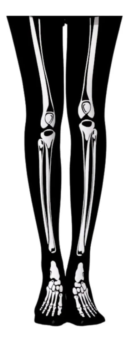Medias Negras Esqueleto Calavera 80cm Halloween Disfraz