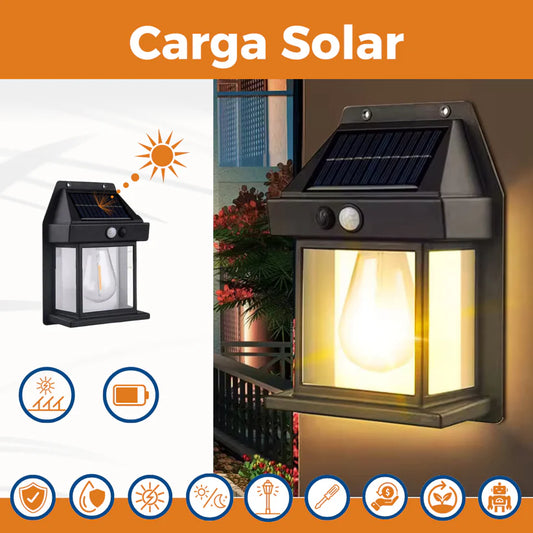 🔥 Farol Solar Colonial para Pared con Sensor de Movimiento - Luz Cálida Exterior ☀️🏮