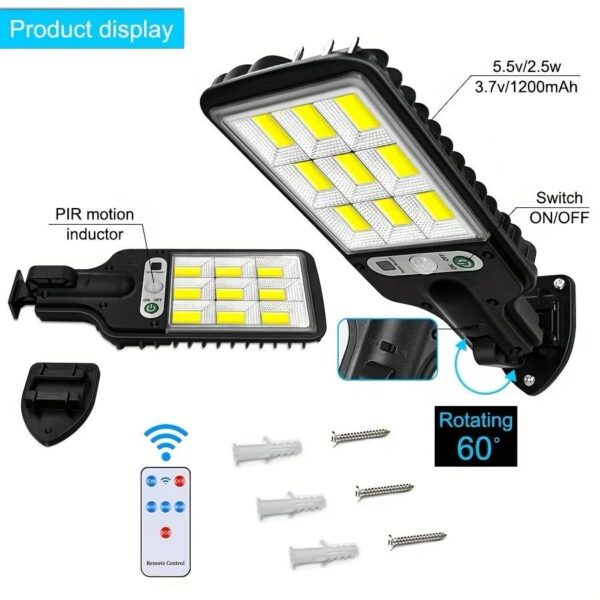 Foco Solar 9 LED con Control Remoto y Sensor de Movimiento 💡🎮