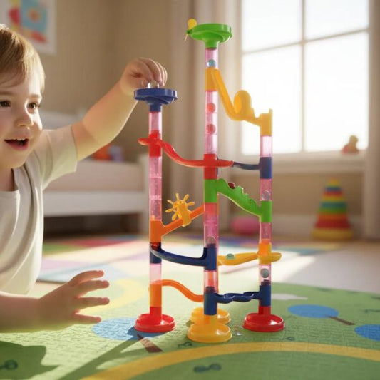 Pista de Bolitas con Tobogán 50 Piezas - Juego de Construcción Creativa y Carreras 🏁🔵