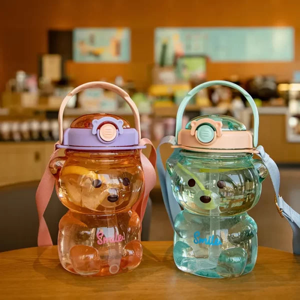 Botella Infantil de Oso con Sorbito y Correa - Botella Caramañola de Diseño para Niños 🧸💧