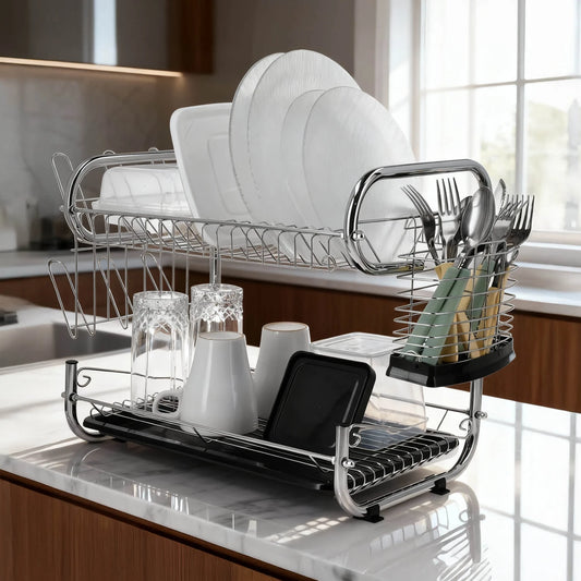 Escurridor de Platos de Mesa 2 Niveles en Acero Cromado PREMIUM