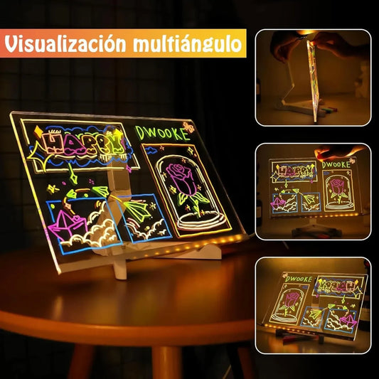 Pizarra Mágica de Acrílico LED: Tablero de Notas Luminoso y Creativo