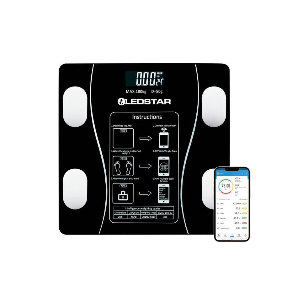 Balanza Digital LEDSTAR Inteligente Bluetooth | Vidrio Templado 180kg