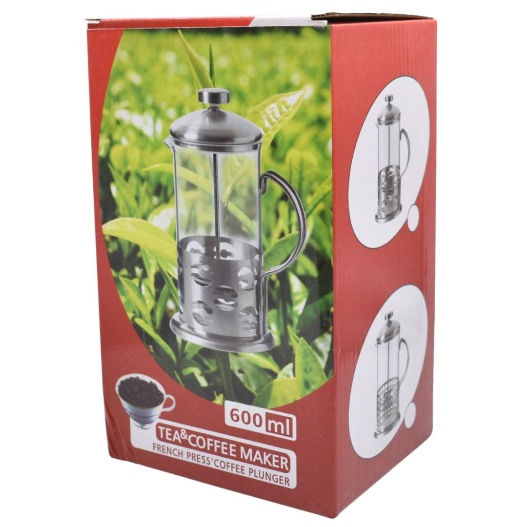 Cafetera Prensa Francesa 600ml: Vidrio Borosilicato y Acero Inoxidable para Café y Té