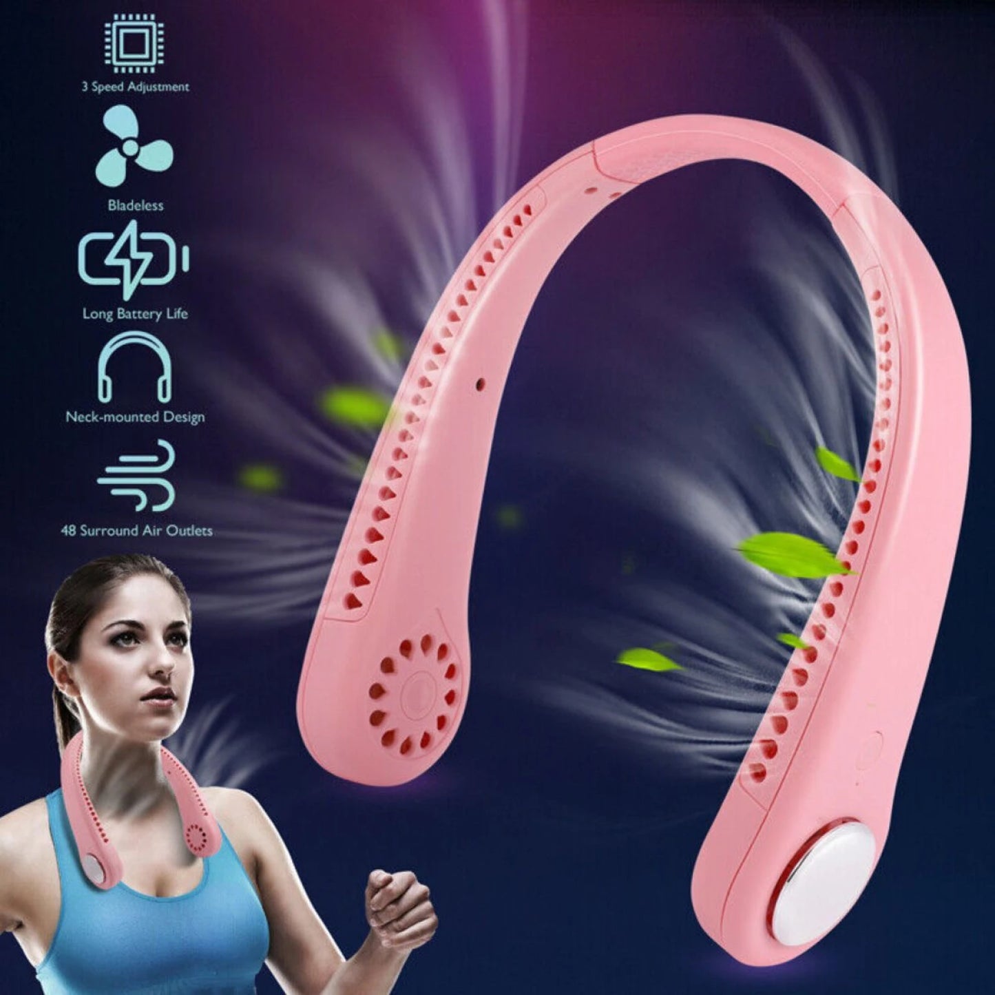 Ventilador de Cuello Portátil Recargable USB - Flexible, 3 Velocidades y Ultra Silencioso 🌬️🎧