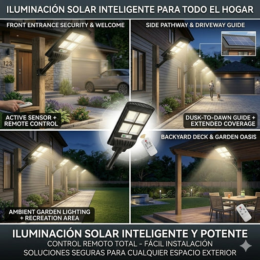 Foco Solar LED 120W con Sensor de Movimiento: Iluminación Exterior de Alta Potencia