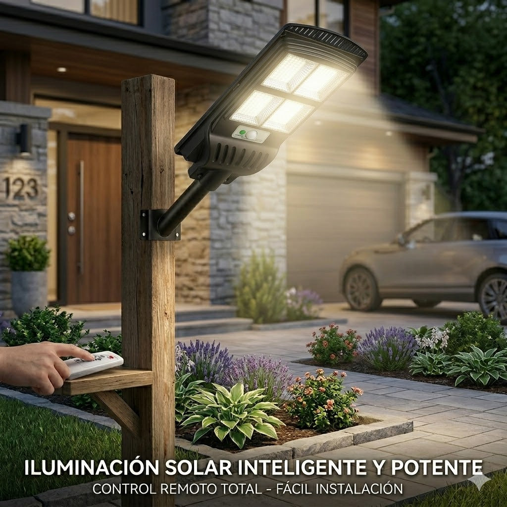 Foco Solar LED 120W con Sensor de Movimiento: Iluminación Exterior de Alta Potencia