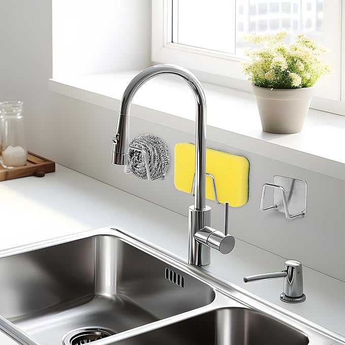 Soporte Escurridor de Esponja en Acero Inoxidable: Autoadhesivo y Multiuso