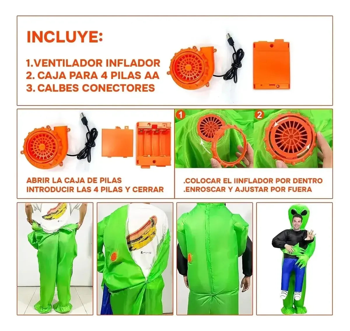 Disfraz Inflable Alien Extraterrestre Con Motor Fiesta Deco