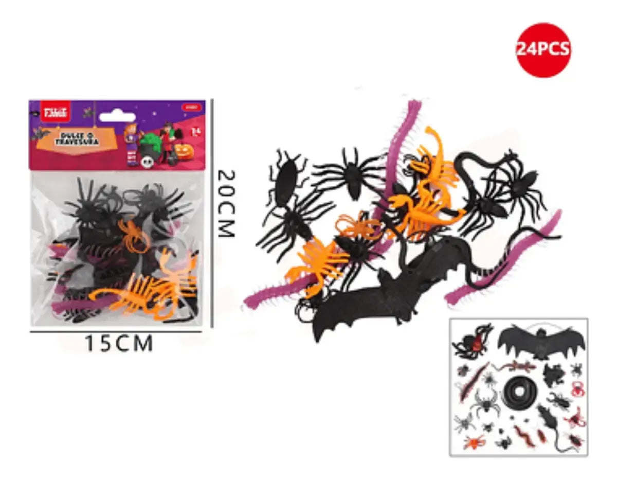 Set De Insectos Halloween Decoracion X24 Piezas Fiesta