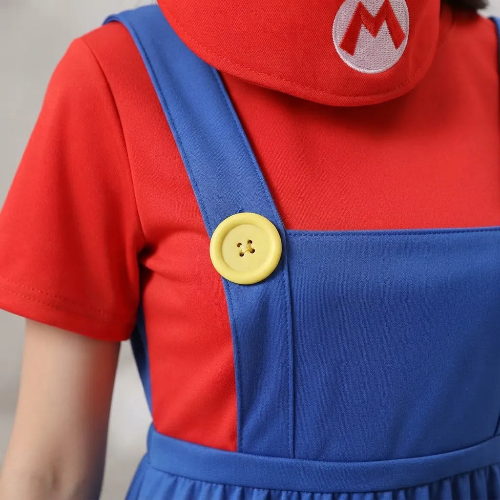 Disfraz Mario Bros Mujer Vestido Con Gorro Y Bigote Fiesta