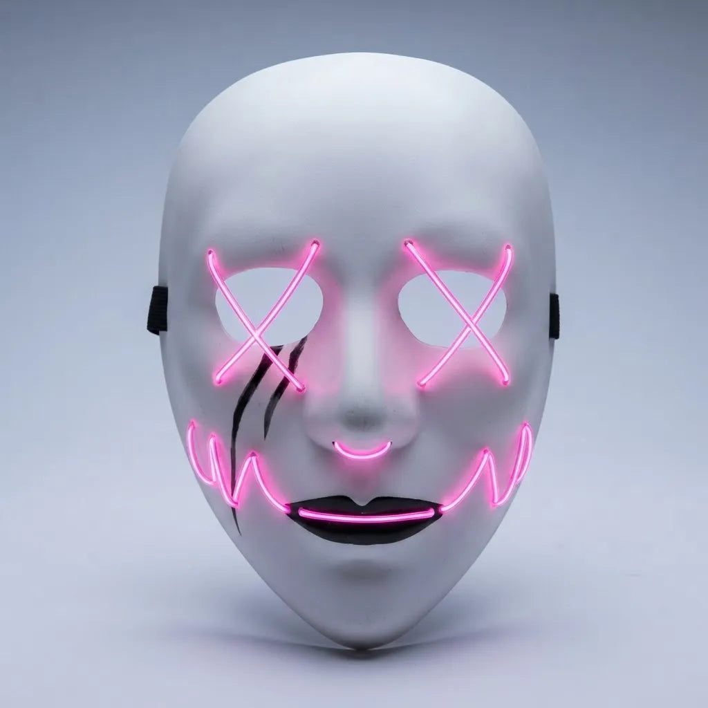 Mascara Blanca Calavera Con Luz Led Neon Control Halloween Agregar a favoritos $ 884