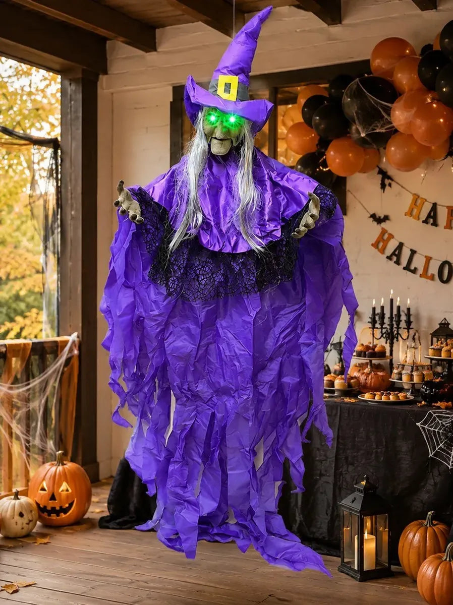Bruja Colgante Con Luz Y Sonido Halloween Adorno 150 Cm
