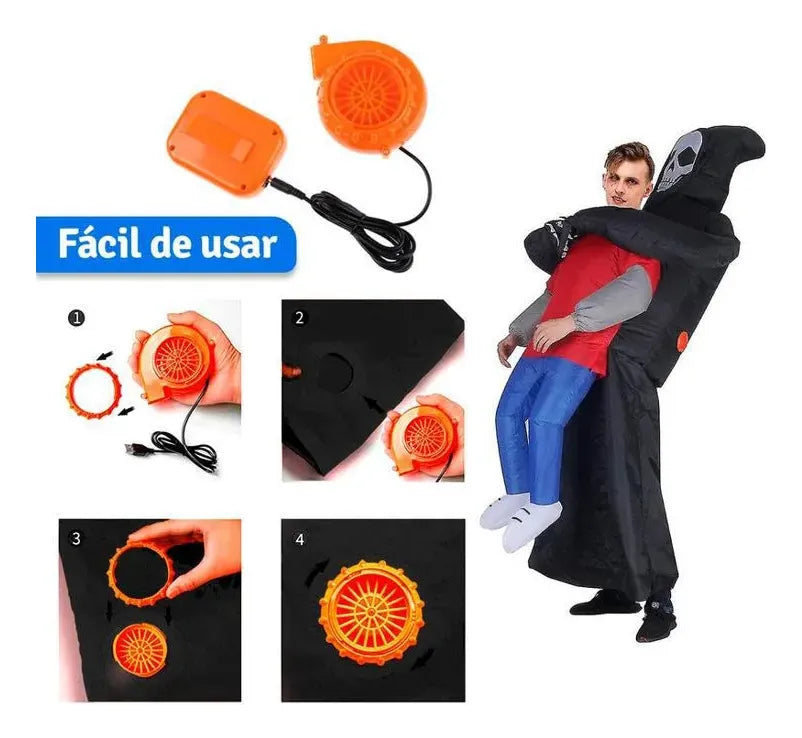 Disfraz Inflable La Parca Muerte Con Motor Para Fiesta Hallo