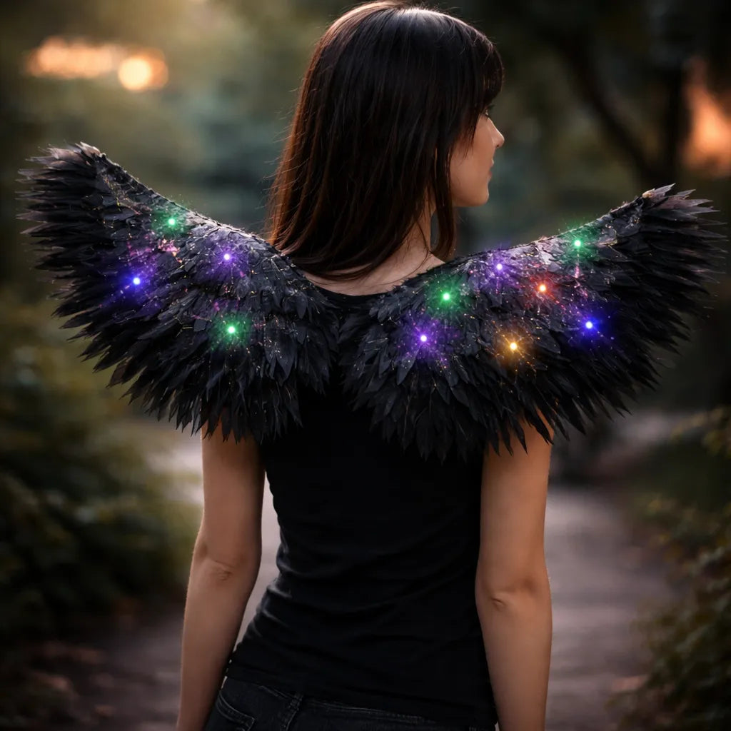 Alas Con Luz Led Halloween Disfraz Angel Caido Cotillon