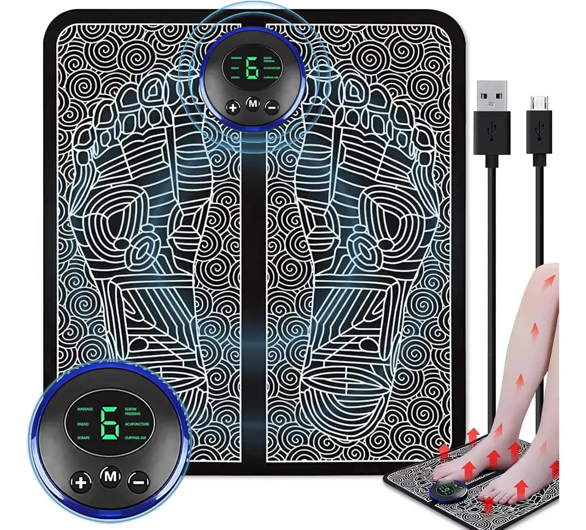 Electroestimulador Masajeador de Pies EMS Flexible | 8 Modos USB