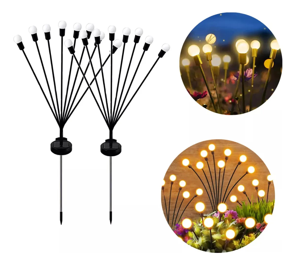 Luces Solares tipo Luciérnaga para Jardín - Pack x2 Estacas LED RGB Maylu