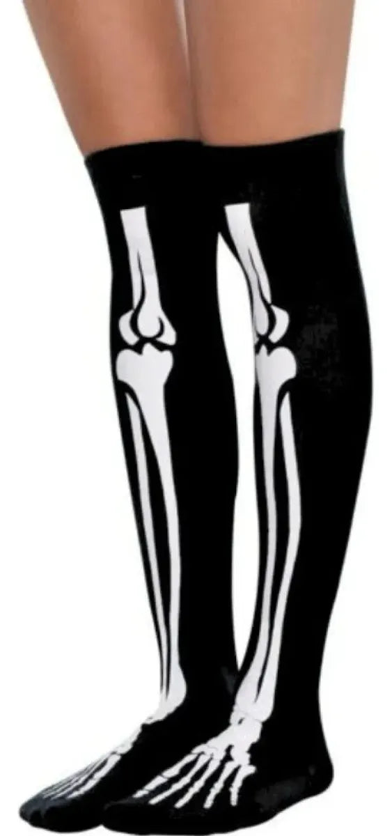 Medias Negras Esqueleto Calavera 80cm Halloween Disfraz