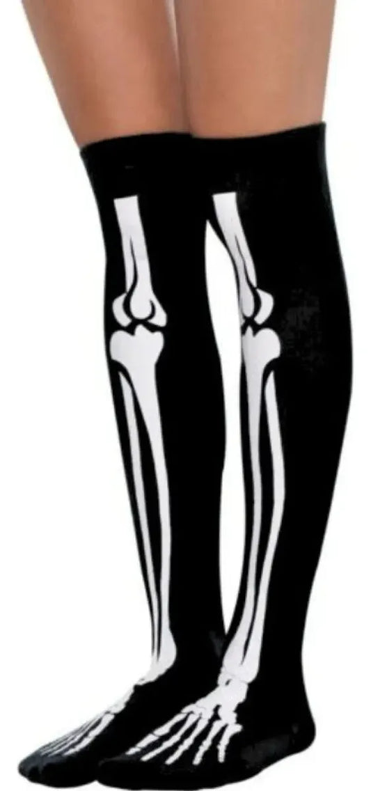 Medias Negras Esqueleto Calavera 80cm Halloween Disfraz