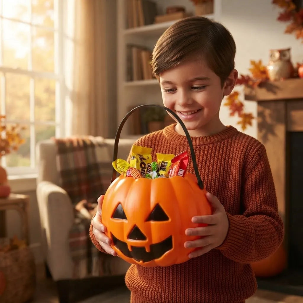 Calabaza Caramelera Naranja 16cm Cotillon Halloween Dulces
