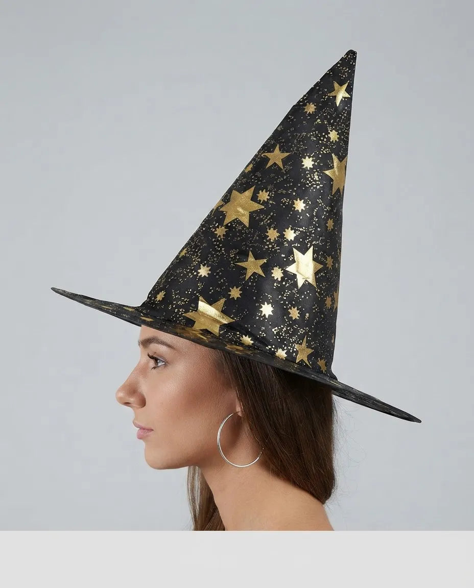 Gorro De Bruja Con Estrellas Disfraz Cotillon Halloween