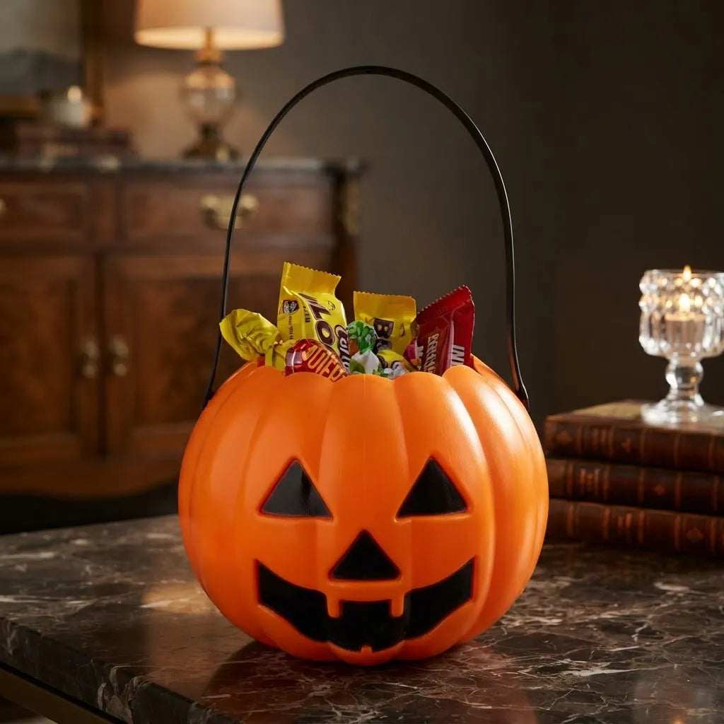 Calabaza Caramelera Naranja 16cm Cotillon Halloween Dulces