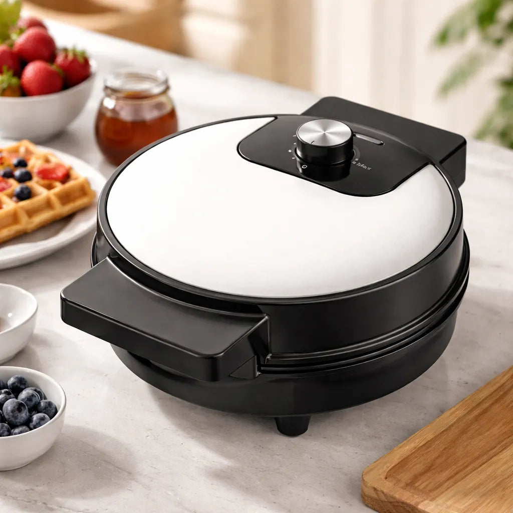 Waflera Eléctrica Boma 1000W: Temperatura Regulable para Waffles Perfectos