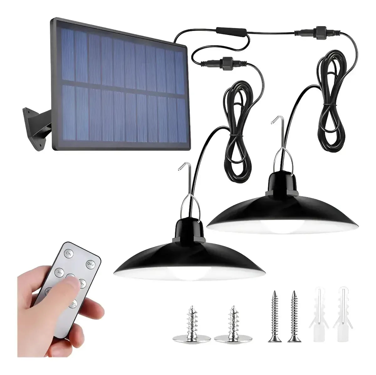 Kit x2 Lámparas LED Colgantes Solares con Control 60 LEDs | Exterior