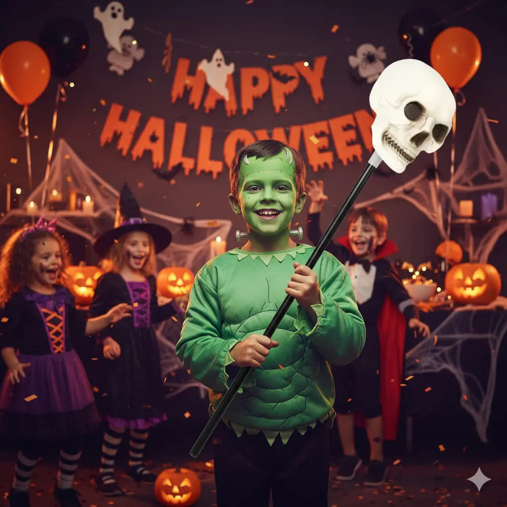 Bastón Cráneo Halloween Accesorio 110cm Disfraz Mago Y Brujo