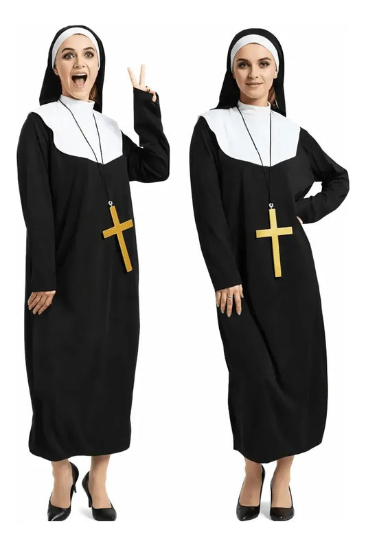 Disfraz De Monja Con Cruz Halloween Fiesta Cotillon Talle Un