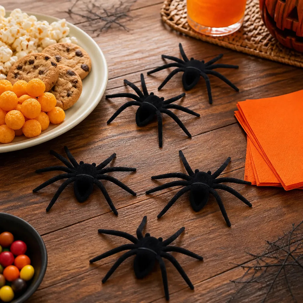 Set De 6 Aranas Peludas De Halloween Decoracion Fiesta