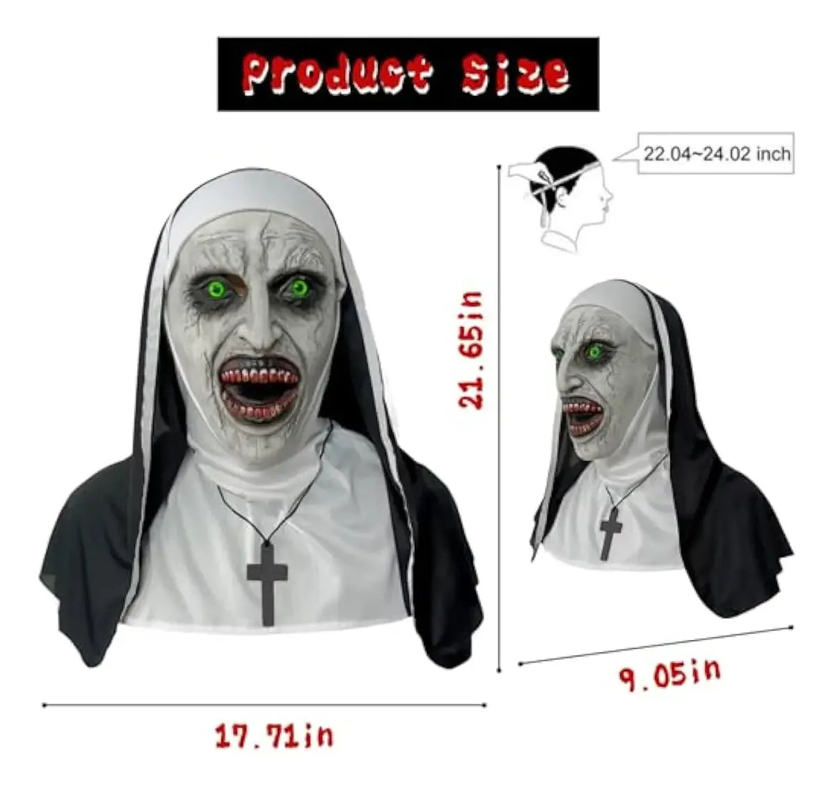 Máscara De Monja Sangrienta Halloween Para Disfraz Y Terror