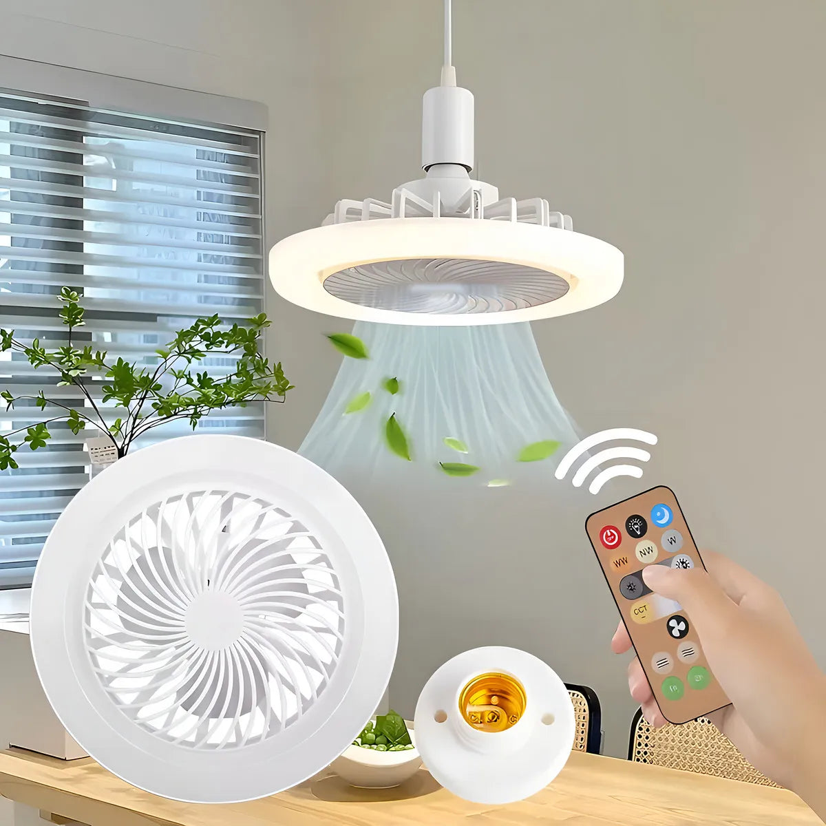 Ventilador de Techo Compacto con Lámpara LED - Control Remoto - perfumador - Silencioso y Ajustable 🌬️💡