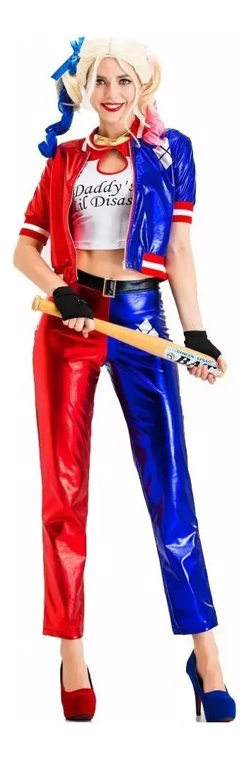 Disfraz De Harley Quinn Adulto Campera Remera Y Pantalón
