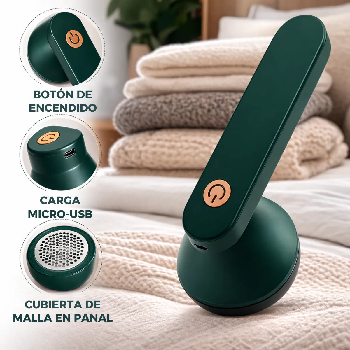 Quita Pelusa Eléctrico Recargable USB | Saca Pelotitas de Ropa