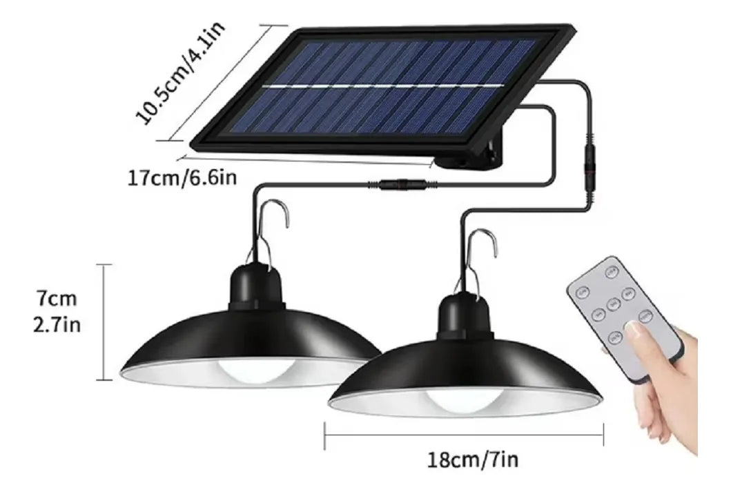 Kit x2 Lámparas LED Colgantes Solares con Control 60 LEDs | Exterior