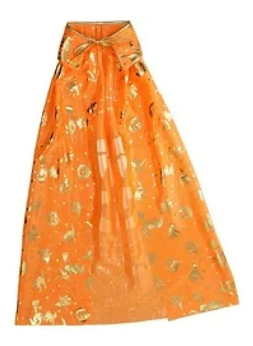 Capa Brujo Bruja Naranja Estampa Dorada Halloween Disfraz