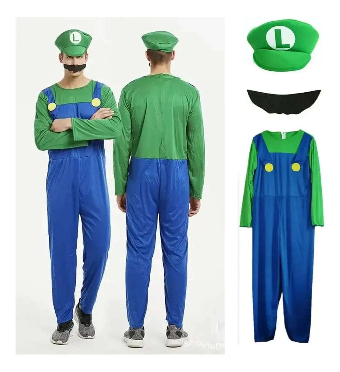 Disfraz Mario Bros Adulto Con Gorro Y Bigote Fiesta Cotillon