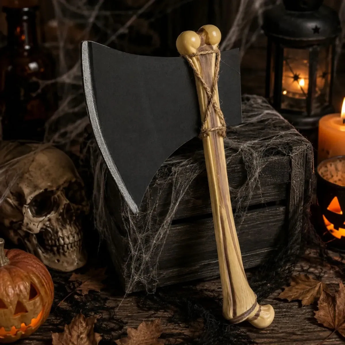 Hacha Mango Hueso 35cm Plastico Halloween Disfraz Cotillon